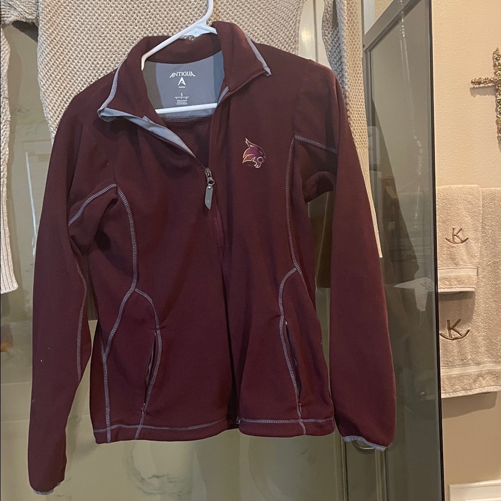 Antigua Burgundy Zip-Up Jacket with Emblem